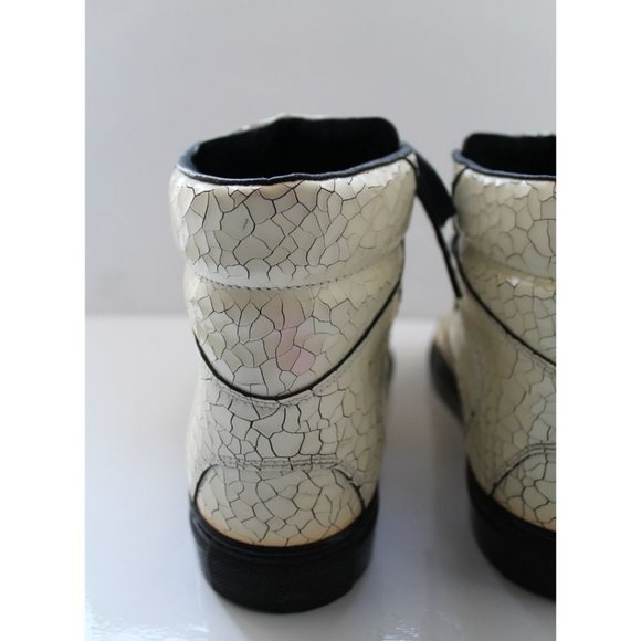 BALENCIAGA Craquelé High-Top Calfskin Leather Sneaker Off White Size FR 37 - Picture 10 of 11